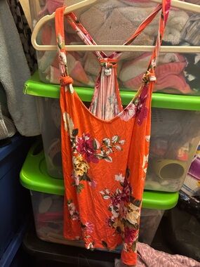 Maurices Orange Floral Tank Top